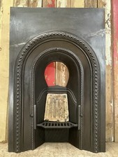 Victorian Cast Iron Black Bedroom Horse Shoe Fireplace Insert 2`11"Hx1`11"W