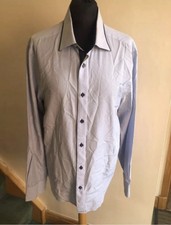 The Spitalfields Shirt Co 1922 Sky Blue With Navy Placket & Collar 16.5” Collar