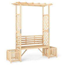 Wooden Outdoor Bench w/Pergola Garden Bench Arbor Arch Side Trellis