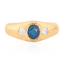 Sapphire Diamond Gypsy Ring