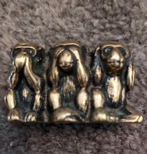 Vintage solid small brass 3 monkeys. Excellent. 