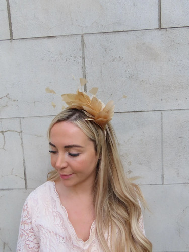 Nude feather fascinator - feather,