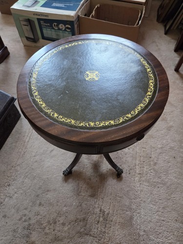 Round antique drum - antique, green