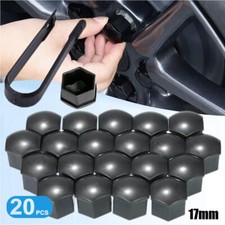 20x 17mm Black Gloss Alloy Wheel Nut Bolt Covers Caps Universal Set For Any Car