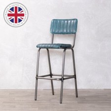 BLUE FAUX LEATHER BAR STOOL