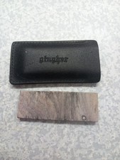 Vintage 1960s Gingher SCISSOR sharpening Stone Block Leather Pooch Holder Small 