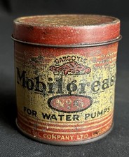 GARGOYLE MOBILGREASE NO.6 WATER PUMP ½ lBS GREASE TIN VINTAGE GARAGE DISPLAY CAN