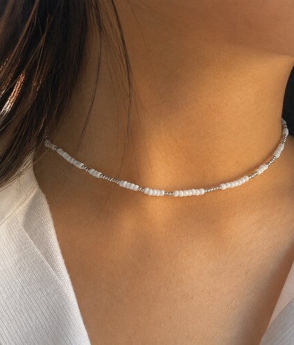Necklace white colourful - necklace,