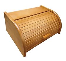 Wooden Bread Box Apollo Roll Top Bin Storage Loaf Kitchen Large - Brown