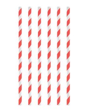 12 Red Stripe Paper Straws -