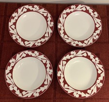4 Wedgwood Bone China Coronation Red & White Wide Rimmed Bowls App 23cm