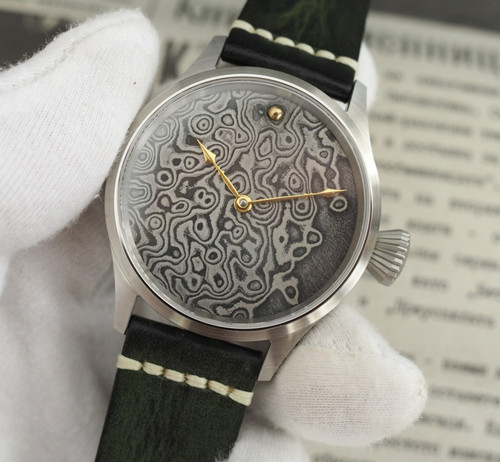 Custom damascus dial - custom, watch