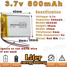 3.7v 800mAh 603040