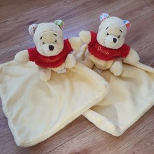 2 X Posh Paws Disney Winnie the Pooh Baby Comforter Comfort Blanket Yellow Pair