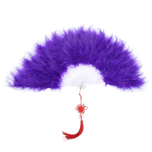 Feather hand fan purple - feather,