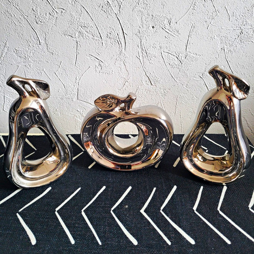 Ceramic silver glossy fruit - ceramic,