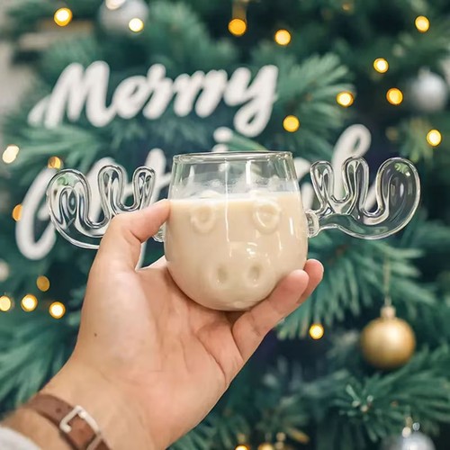 Glass deer cup christmas gift - cup,