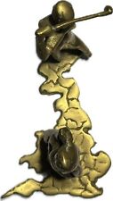 Solid Brass British Isles Golfer & Caddy Statue Figurine 6.5" Long 5" Tall