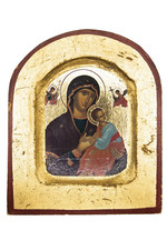Virgin Mary & Baby Jesus Wooden Wall Hang Icon made in Greece, Gold Plated