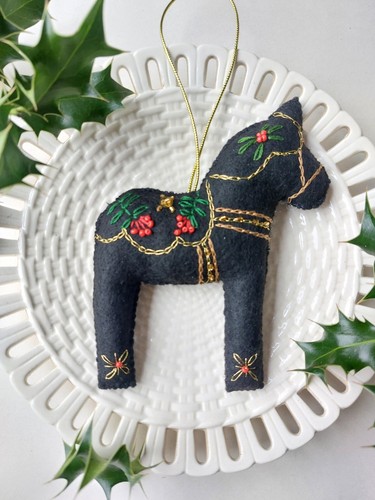 Felt dala horse decoration - felt,