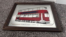 Vintage London Transport 1908 Bisto Tramcar Mirror in a Brown Frame Retro
