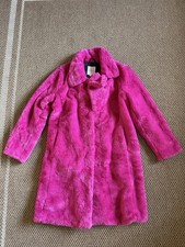 Avec Les Filles Modern Royalty Faux Fur Longline Coat in Hot Pink size Medium
