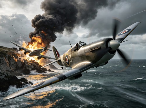 Dornier do17 hit spitfire - hit, a