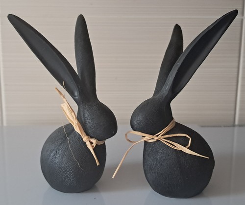 Two decorative black rabbits - two,