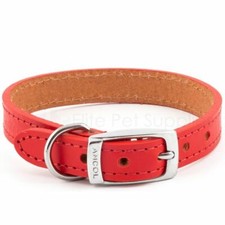 Ancol Heritage Leather Collar Dog Puppy  Strong  - Black Red Tan or Brass ID Tag