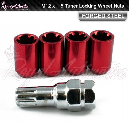 Red tuner locking wheel nuts - red,