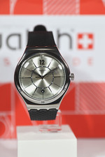 NEW Swiss  Swatch Irony MOONSTEP Silver Stainless Steel Date Dial Watch YWS406