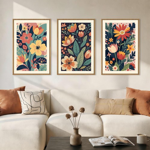 Vintage colorful floral framed - vintage,