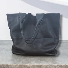 COS Oversized Genuine Leather  Grained Black XL Work Large Tote Bag
