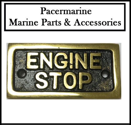 Engine stop brass plate - stop,