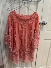 Amtica Sanatoria Italian Pink Summer Beach Dress Lace One Size