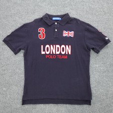 London Polo Team Shirt Womens XXL Polo Blue Embroidered Flag Logo Sport Polistas