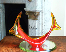 Mid Century glass freeform sculpture bowl Viartec Murano style