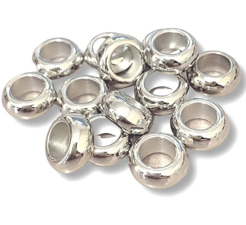 Silver plastic spacer - silver, beads