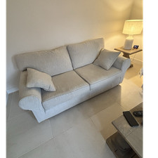 Pair 3-Seater Beige Linen