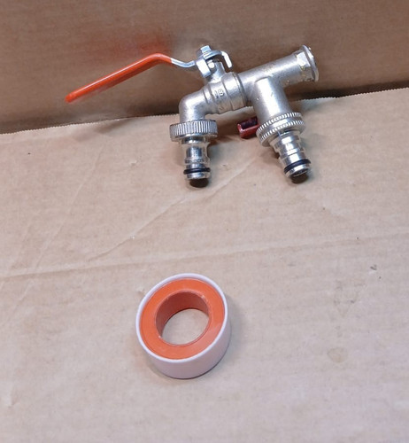 Double garden tap brass - double,