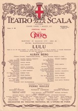 Opera Programme 1979 La Scala Lulu Pierre Boulez Yvonne Minton Mazura Taskova