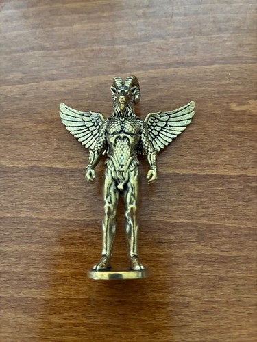 Winged baphomet brass figure - winged,