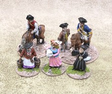 28mm AWI metal MOUNTED OFFICERS plus CIVILIANS Painted 33739