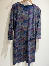 Adini Dress Size M 14-16 Blue Circle Print 3/4 Sleeve Tunic Casual