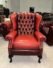Chesterfield Oxblood Real Leather Wingback Chair