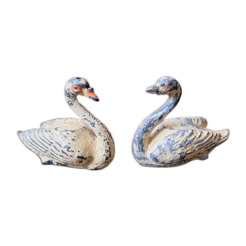 Pair johillco metal swans - metal, lead