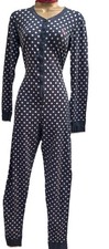 Jack wills pink and navy Polka Dot  One Piece Button Up pyjama Suit UK 10