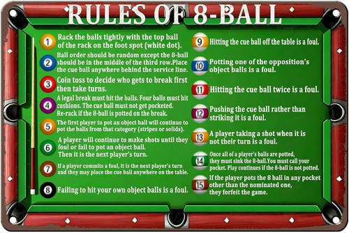 Billiard table rules metal tin - billiard,