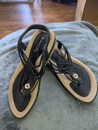 Socofy sandals black tan size - socofy, black/tan