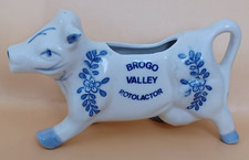 Vintage Blue And White Cow Cream Milk Jug Pottery advertising Brogo valley